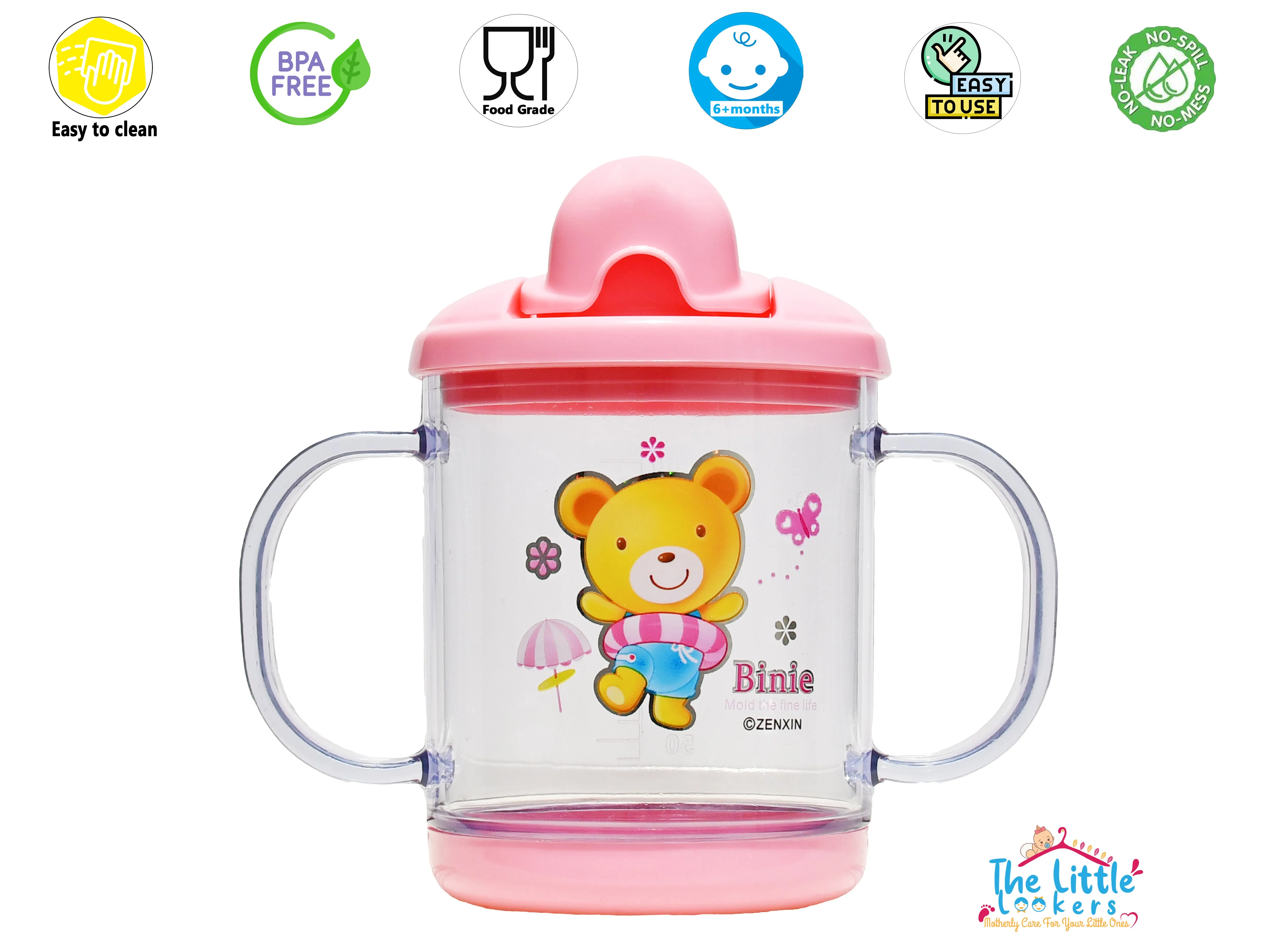 THE LITTLE LOOKERS Premium Quality Bpa Free Unbreakable Sippy Cup (Sipper Mugs for Kids/Children/Babies/Infants) Spout Infant PP/Glass Look Water/Juice Training Sipper Cup with Handles-200ml