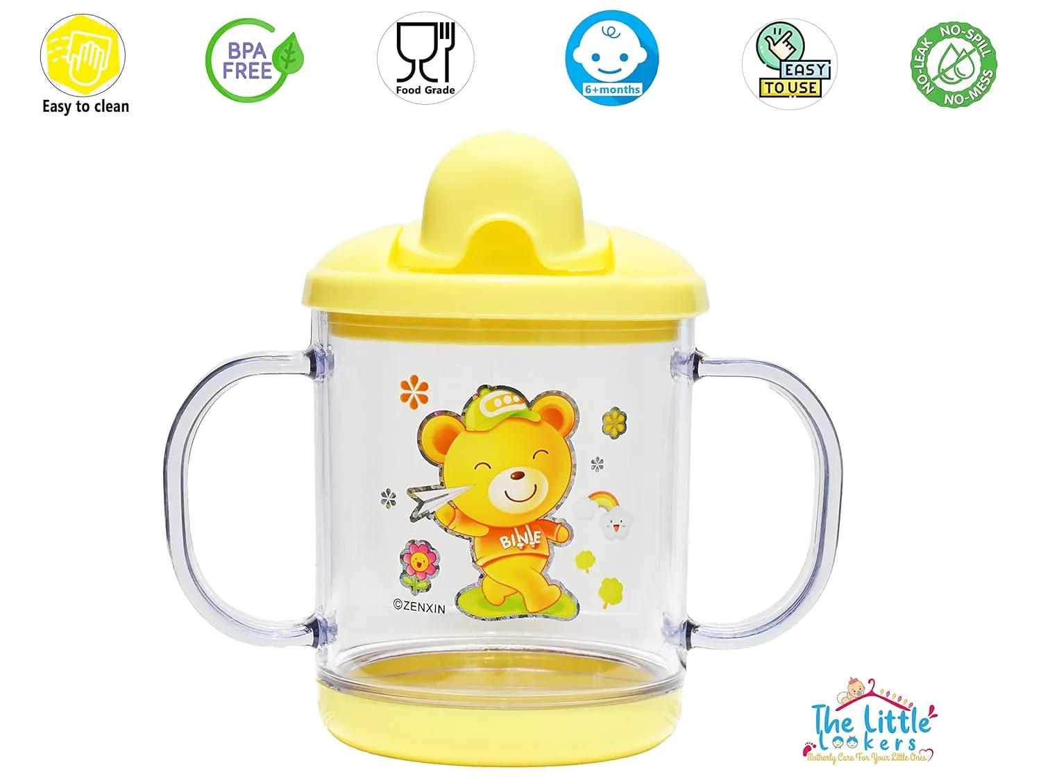 THE LITTLE LOOKERS Premium Quality Bpa Free Unbreakable Sippy Cup (Sipper Mugs for Kids/Children/Babies/Infants) Spout Infant PP/Glass Look Water/Juice Training Sipper Cup with Handles-200ml