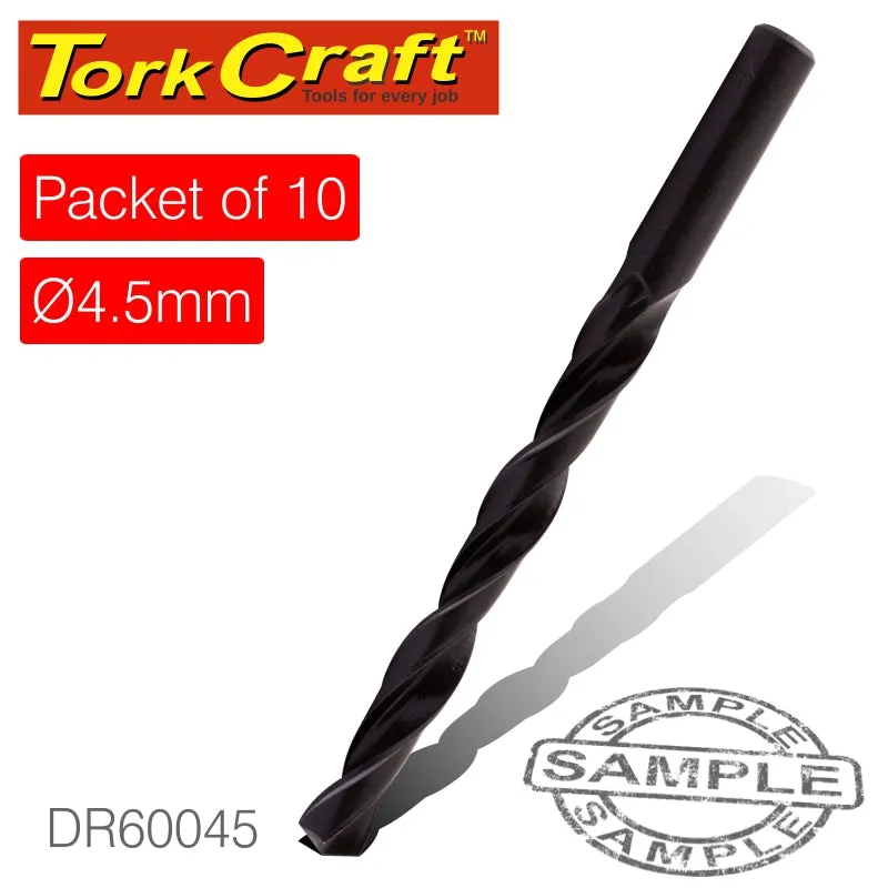 TORK CRAFT DRILL BIT HSS STANDARD 4.5MM PACKET OF 10 DR60045