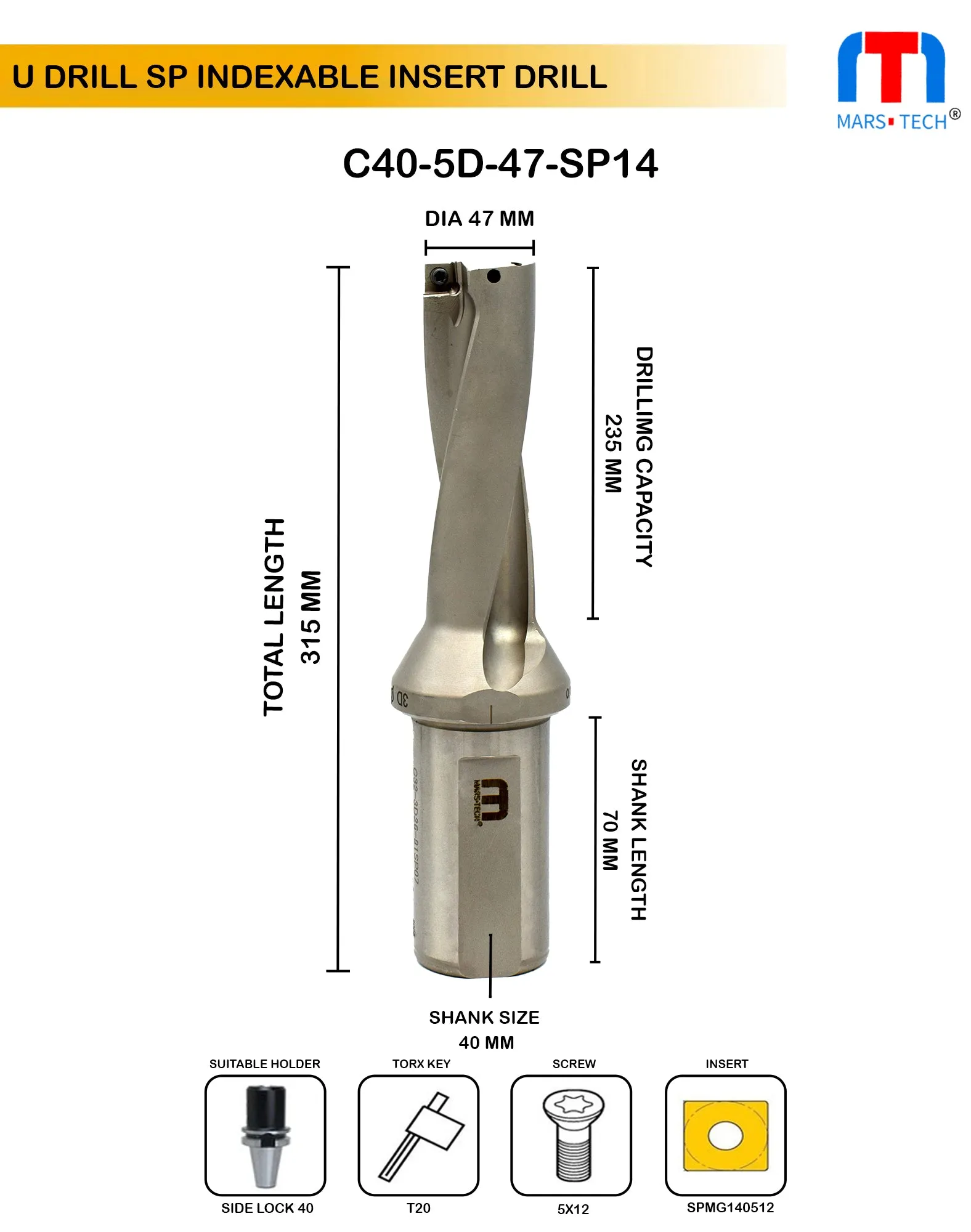 U drill 47 mm