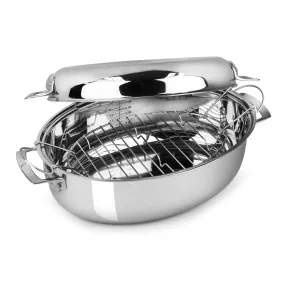 Viking 8.5-quart Tri-Ply Oval Multi Roaster with Induction Lid & Rack