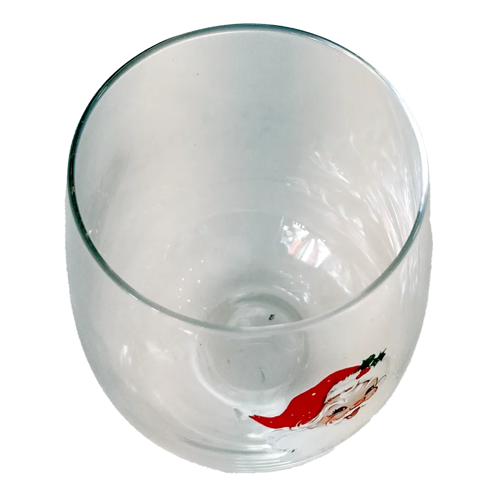 Vintage Santa Stemless Wine Glass