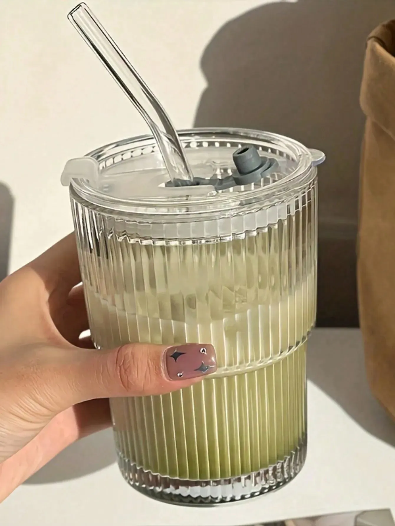 Vintage Striped Glass Cup for Drinks