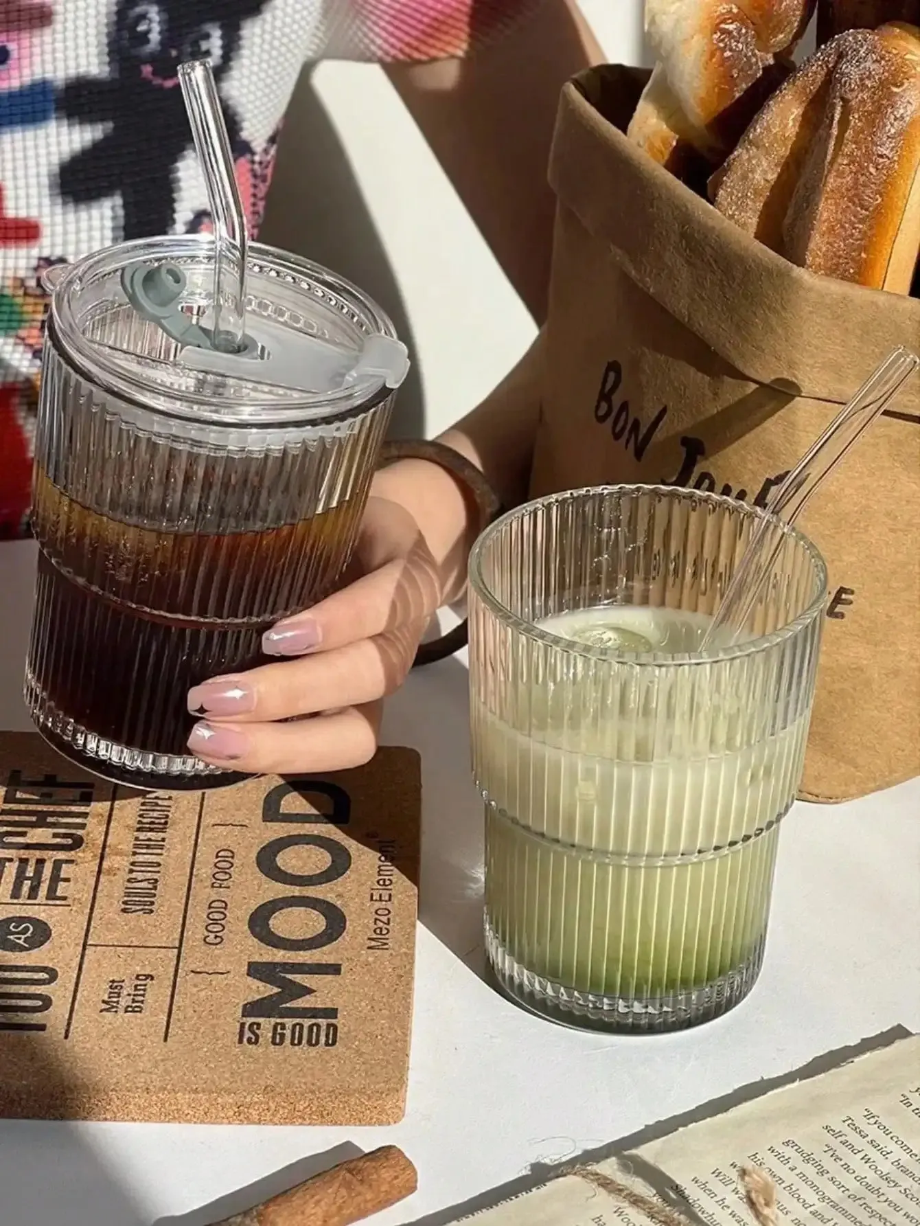 Vintage Striped Glass Cup for Drinks