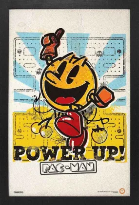 Wall Art Pac-Man "Power Up!" 12" x 18" Framed Poster Print