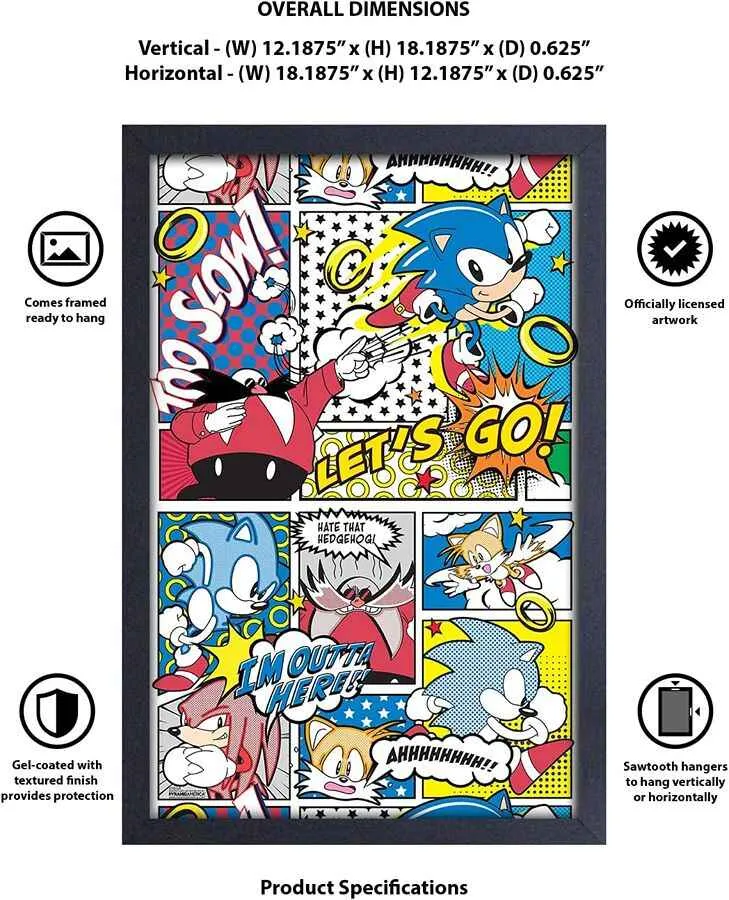 Wall Art Super Sonic Comic 12" x 18" Framed Poster Print