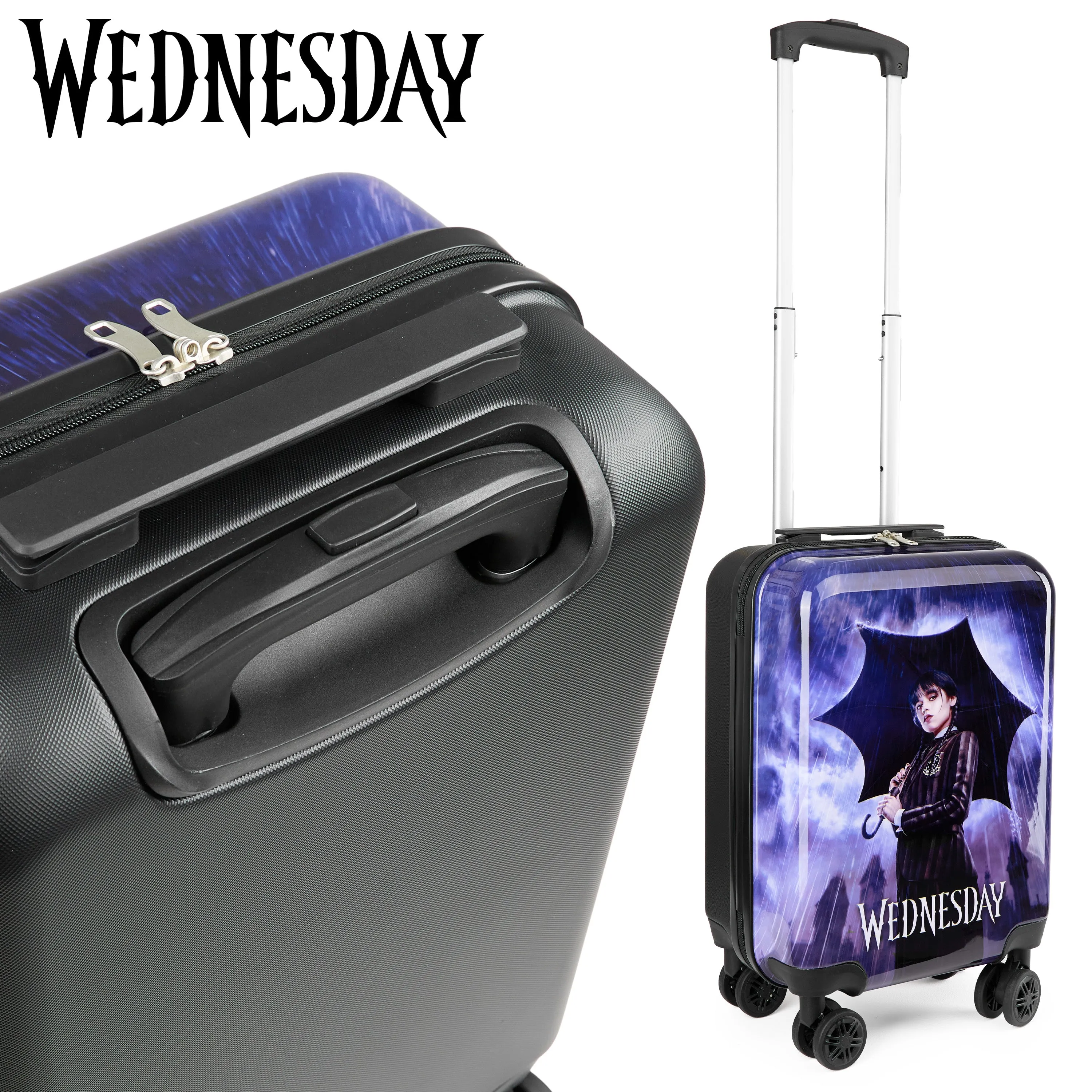 Wednesday Kids Suitcase with Wheels - Carry On Travel Bag with Handle