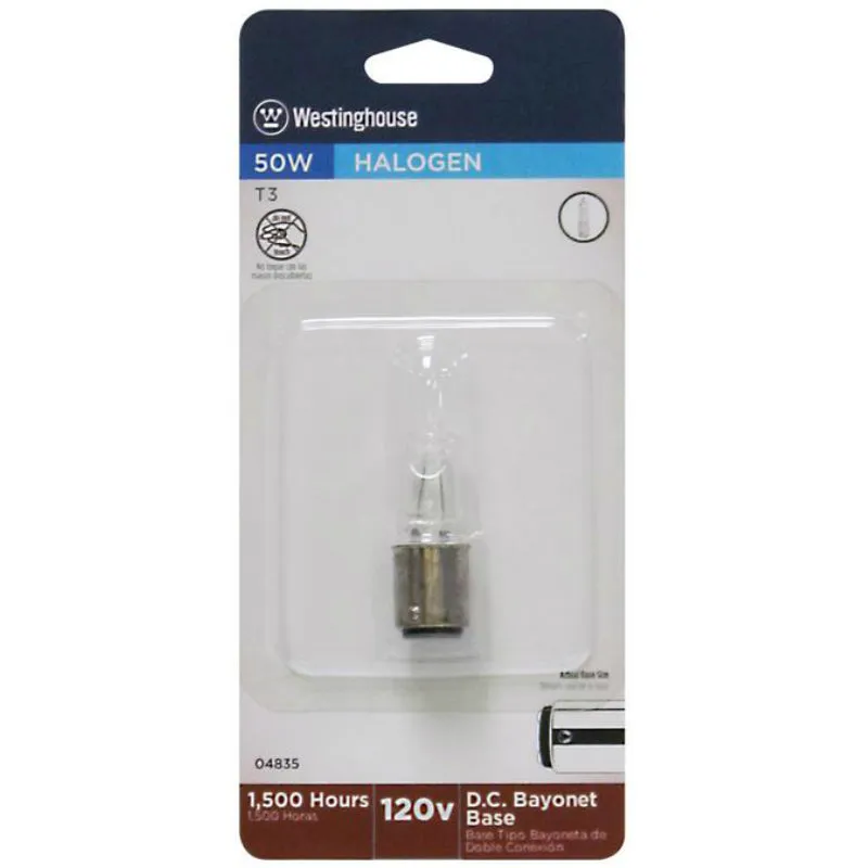 Westinghouse 04835 Single-Ended T3 Halogen Light Bulb, 50W, 120V