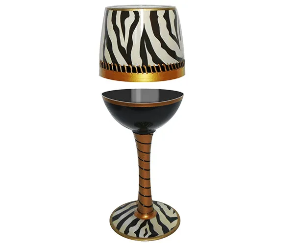 Wine Glass Deco Zebra Bottom's Up