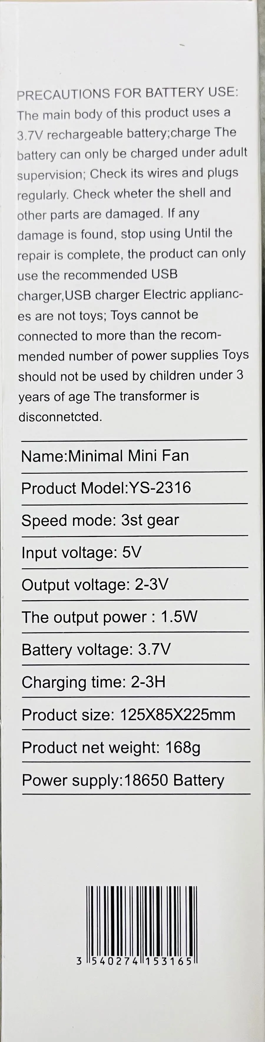 YS2316 Mini Fan